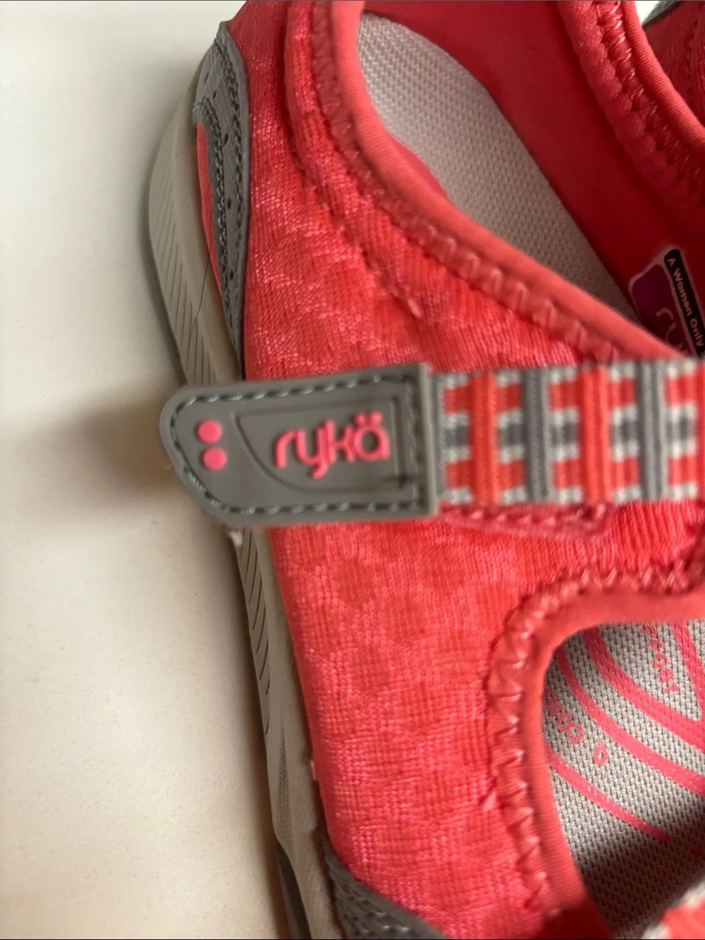 Ryka Coral and Gray Athletic Mary Jane Sneakers